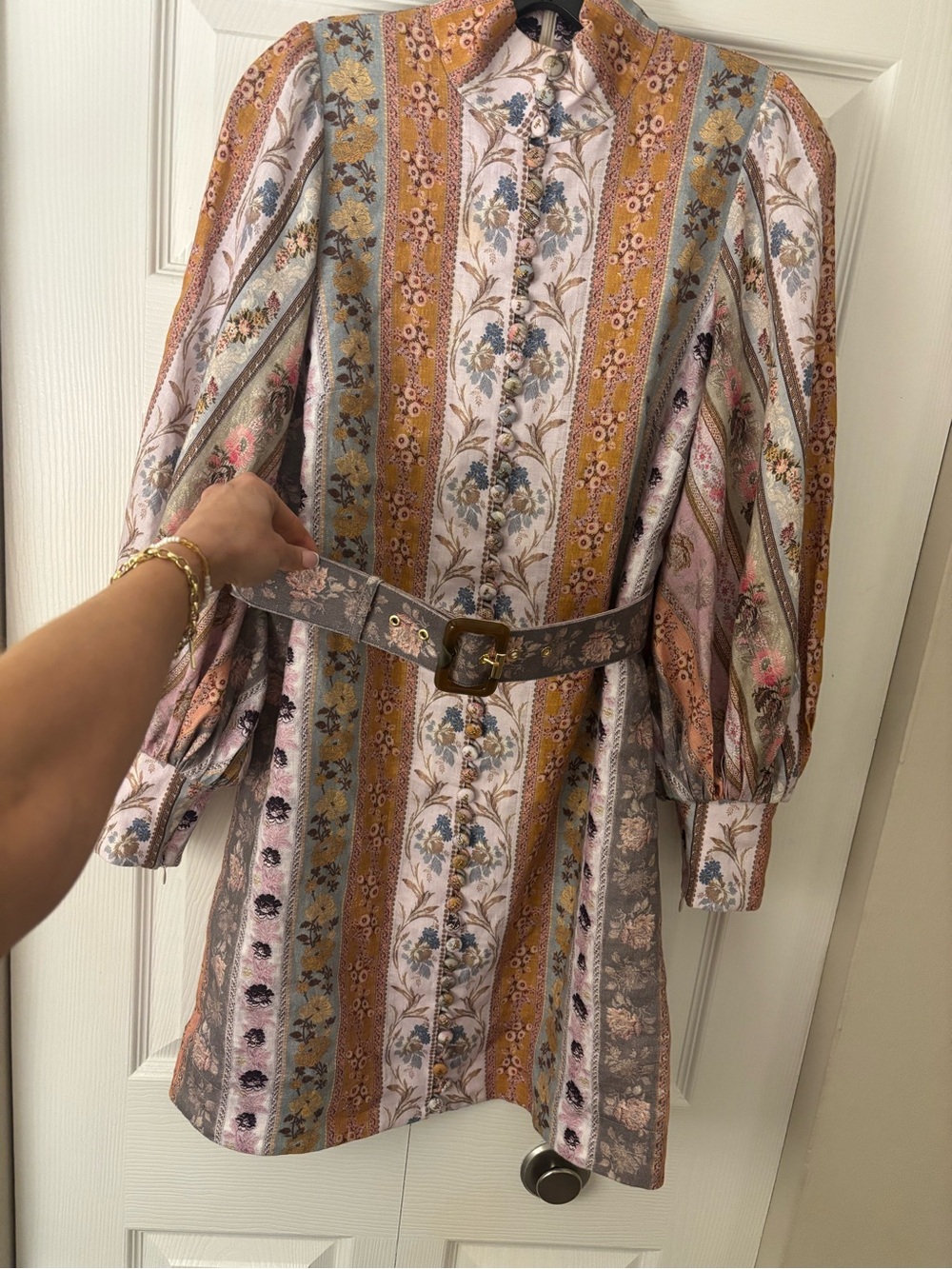 ✨ Zimmermann Rhythmic Belted Embellished Floral-Print Linen Mini Dress ✨ - Picture 3 of 6